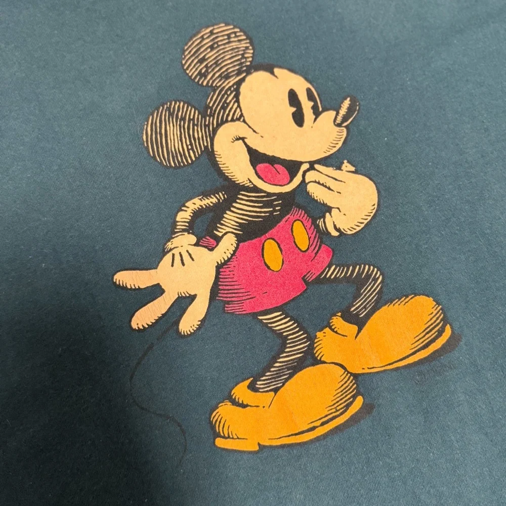 Disney Store Vintage Blue Cotton Single Stitch Mickey Graphic T Shirt Large USA